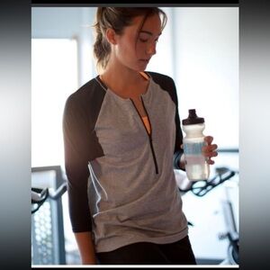 Lululemon 3/4 arm zip pullover spincity colorblock fitted gym run athletic comfy